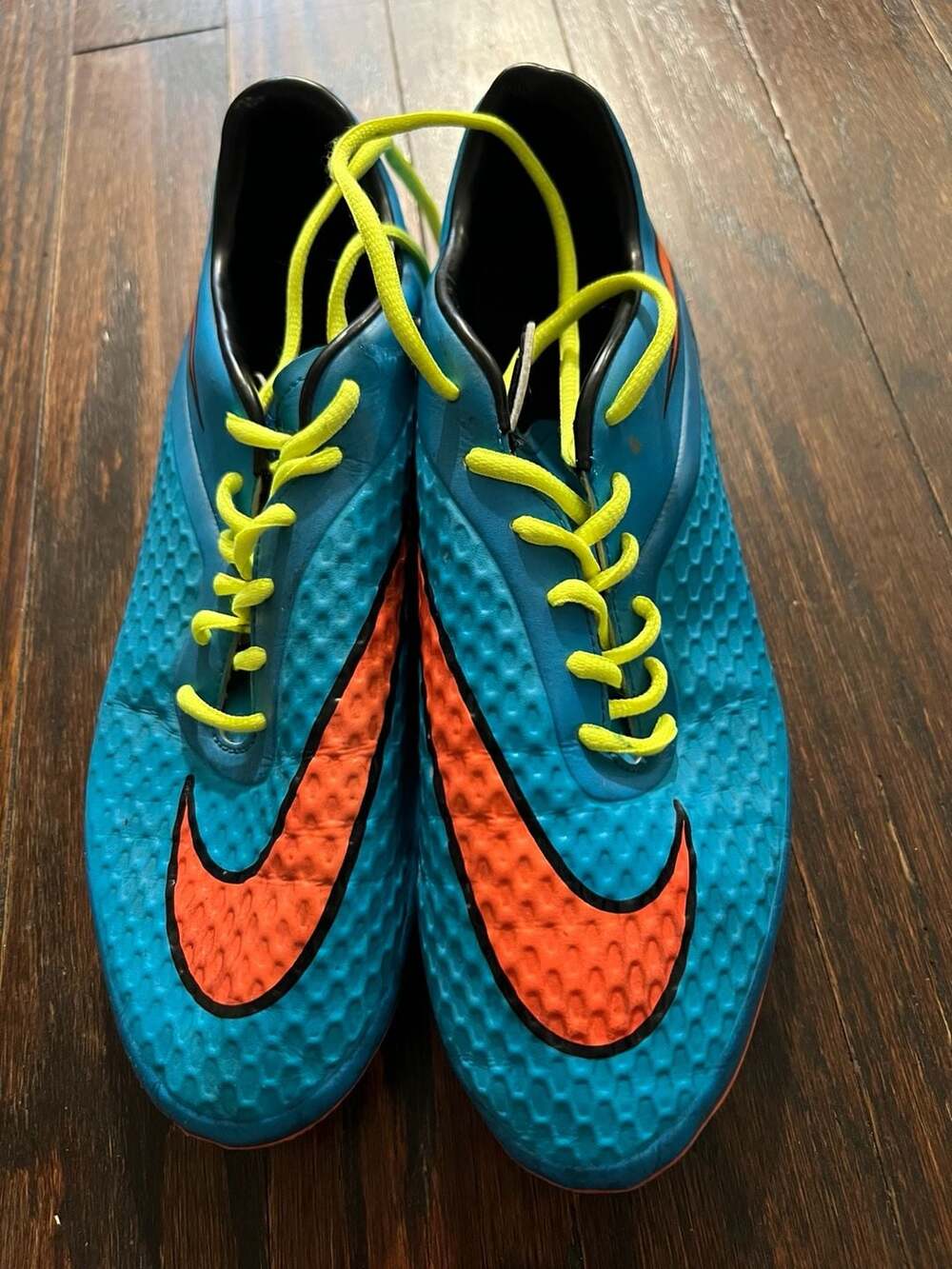 Nike Hypervenom Phelon FG Soccer Cleats Blue Orange Men’s Size 10.5